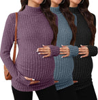 3 Pack Maternity T-Shirts Pregnancy Tops Women Sweater Long Sleeve Turtleneck by Sweetyweee