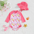WOLBAY Baby Girl Swimsuit Long Sleeve One Piece Rash Guard - Image 2
