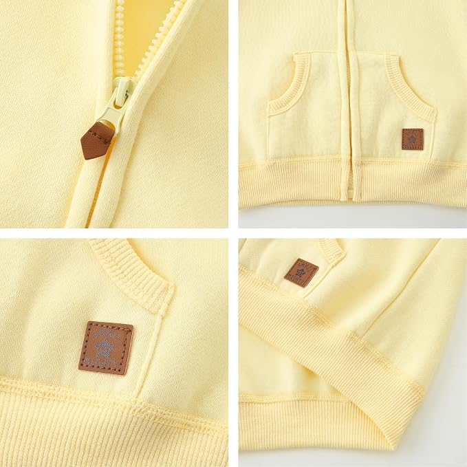 Baby Hoodie Sherpa Lined Zip up Light Fleece Jacket Solid Bear Coat Fall Winter - Image 4