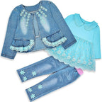 Peacolate 6M-4Years Spring Fall Baby Girls Clothing Set 3pcs Long Sleeve Dress - Image 2