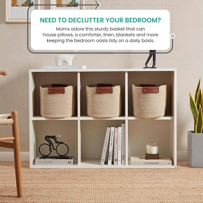 3 Pack Cotton Rope Storage Basket Woven Shelf Bin - Image 3