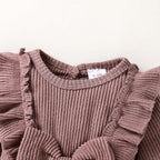 Happy Town Baby Girl Romper Infant Fall Winter Clothes Ruffle Sweater Long - Image 4
