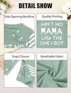 Baby Boy Clothes Infant Mamas Print Romper Stripe Sleeve Outfits Fall Winter - Image 4