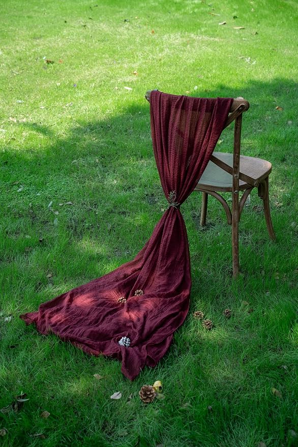3pcs Burgundy Cheesecloth Table Runner Gauze 120 Inch 10 FT Rustic Boho Cheese - Image 6