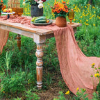 DOLOPL Dusty Rose Cheesecloth Table Runner 13.3ft Boho Gauze Cheese Cloth Table - Image 5