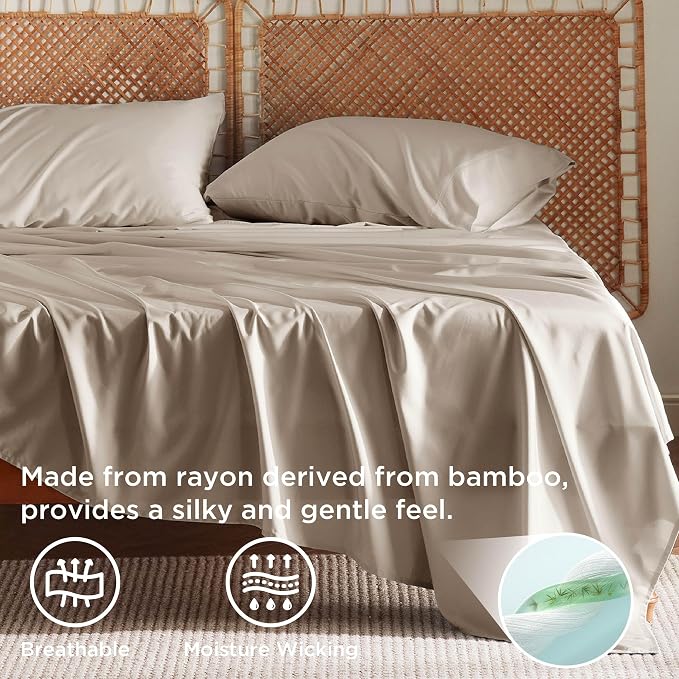 Bedsure Full Size Bed Sheets, Cooling Sheets, Rayon Derived from Bamboo - Image 3