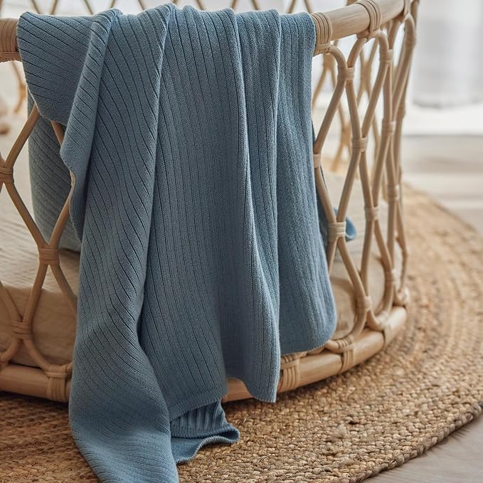 Knitted Organic Cotton Baby Blanket- Swaddle Blanket - Image 5