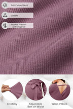 OUGES Womens Soft Cotton Blend Maternity Sweater Wrap V Neck Long Sleeve V Back - Image 2