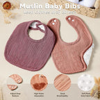 Muslin Baby Bibs for Unisex Boys Girls, Cotton Drool Bibs, Adjustable Newborn - Image 3