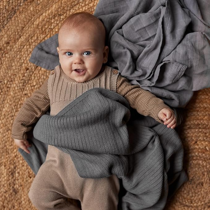 Knitted Organic Cotton Baby Blanket- Swaddle Blanket - Image 9