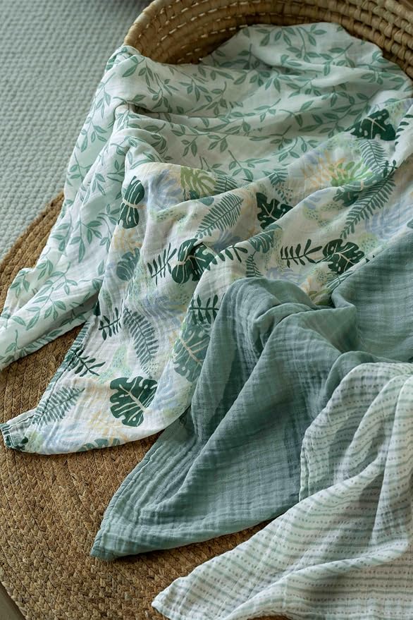 Muslin Swaddle Blankets for Newborn, 4 Pack Organic Cotton Baby Blankets Neutral - Image 4