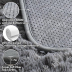 ONASAR Grey Fluffy Rugs for Bedroom, 3x5 Gray Bedside Area Rug, Washable Ultra - Image 3
