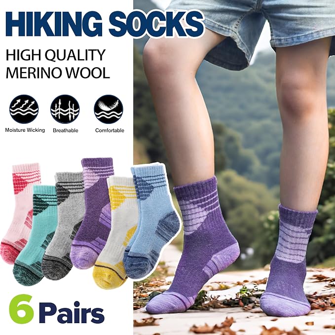 ANTSANG Kids Toddlers Boys Girls Merino Wool Hiking Athletic Thermal Warm - Image 2
