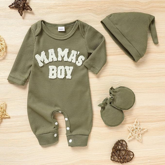 GRNSHTS Newborn Baby Boy Romper Coming Home Outfits Letter Print Bodysuit - Image 2
