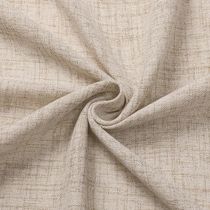 Tollpiz Short Linen Curtain Bedroom Rod Pocket Semi Sheer Curtains Burlap Light - Image 9