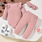 Aalizzwell Preemie Newborn Infant Baby Girls Clothes Ribbed Bodysuit Pants Set - Image 5