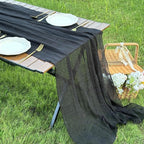 FEXIA 3 Pack Black Cheesecloth Table Runner 30x118 Inches Rustic Boho Gauze - Image 4
