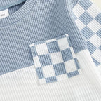Toddler Baby Boy Fall Clothes Waffle Outfit Long Sleeve Color Blocking - Image 3