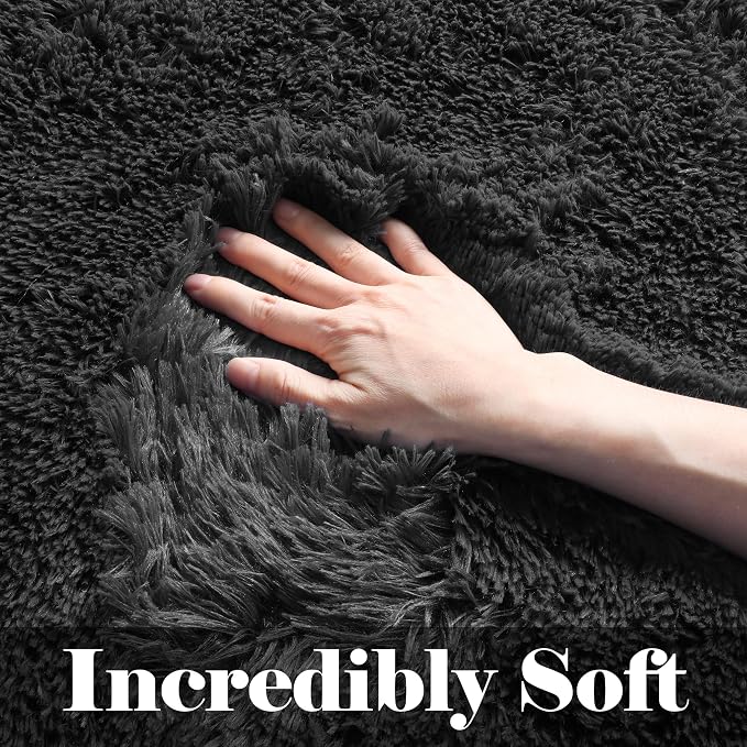 ONASAR Black 6x9 Area Rugs for Living Room Bedroom, Large Fluffy Washable Soft - Image 2
