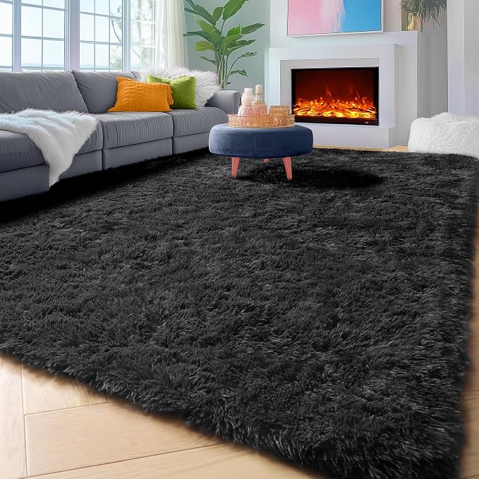 ONASAR Black 6x9 Area Rugs for Living Room Bedroom, Large Fluffy Washable Soft - Image 5