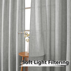 Tollpiz Linen Tier Curtain Rod Pocket Semi Sheer Half Kitchen Curtains Burlap - Image 2