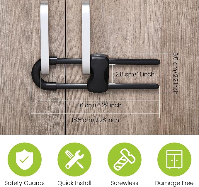 Jetec 10 Pieces Cabinet Locks for Babies, U-Shaped Proofing Drawers Safety - Image 2