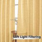 Tollpiz Short Linen Curtain Bedroom Rod Pocket Semi Sheer Curtains Burlap Light - Image 2