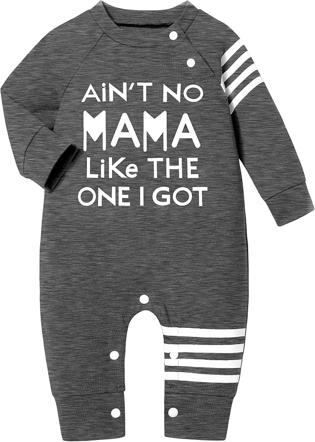 Baby Boy Clothes Infant Mamas Print Romper Stripe Sleeve Outfits Fall Winter by Ribabz