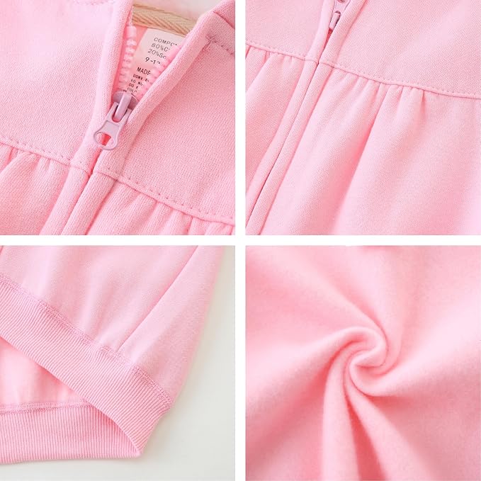 Baby Hoodie Sherpa Lined Zip up Light Fleece Jacket Solid Bear Coat Fall Winter - Image 4