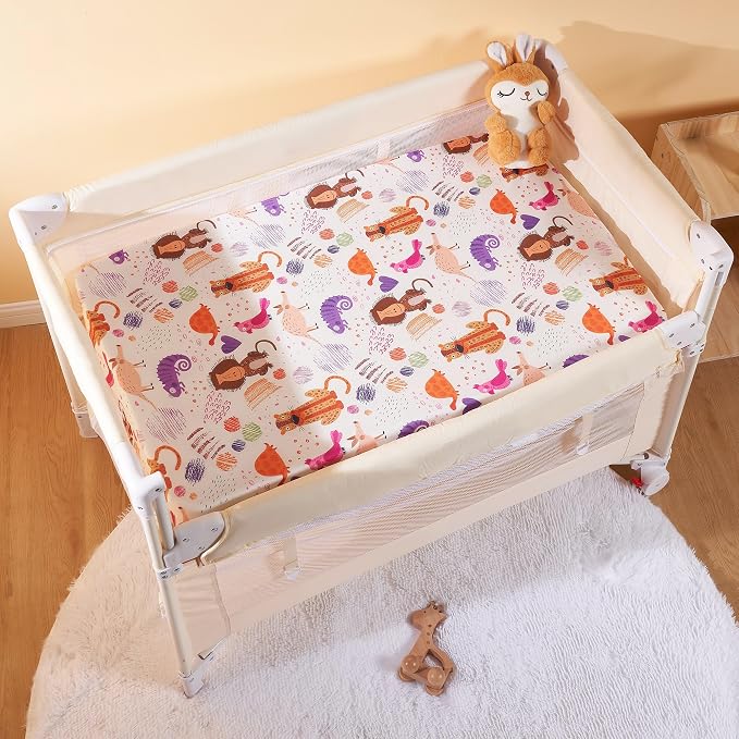 TILLYOU Mini Crib Sheets Fitted 2 Pack, Pack and Play Sheets - Image 2