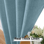 Tollpiz Linen Tier Curtains Rod Pocket Semi Sheer Short Kitchen Curtain Half - Image 3
