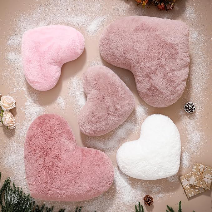 EastTree Heart Pillows, Bean Paste Pink Heart Shaped Pillows, Ultra Soft - Image 6