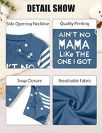 Baby Boy Clothes Infant Mamas Print Romper Stripe Sleeve Outfits Fall Winter - Image 5
