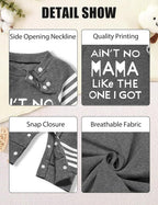 Baby Boy Clothes Infant Mamas Print Romper Stripe Sleeve Outfits Fall Winter - Image 5