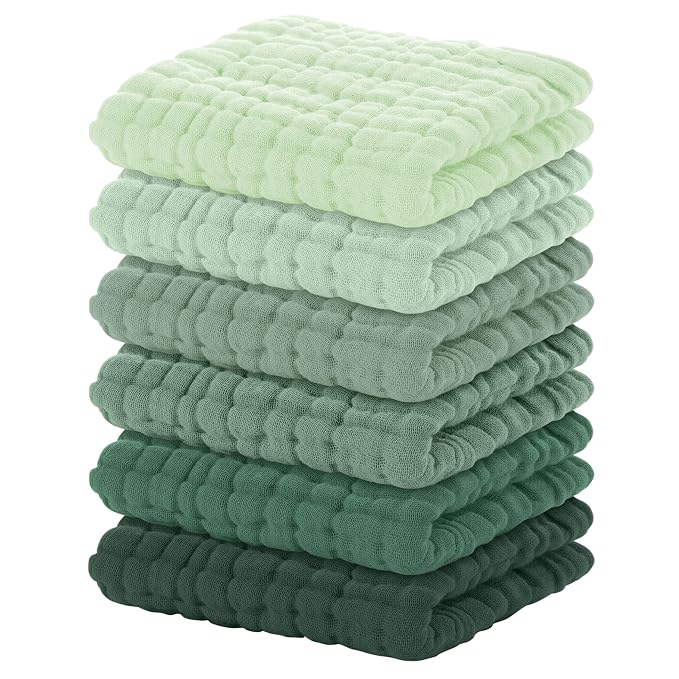 Yoofoss Muslin Baby Washcloths 100% Organic Cotton Face Towels 6 Pack Wash by YOOFOSS