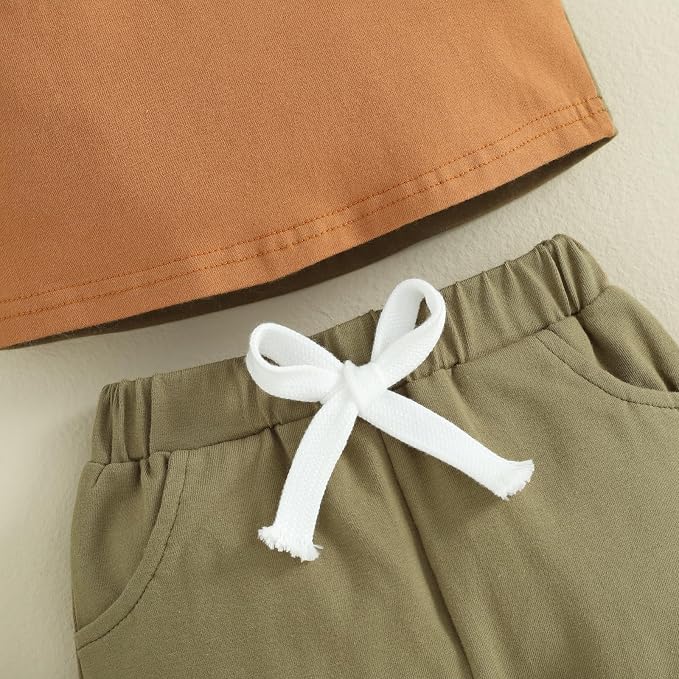 Rtnnsbbfcm Newborn Baby Boy Summer Clothes Short Sleeve Color Block Front - Image 5