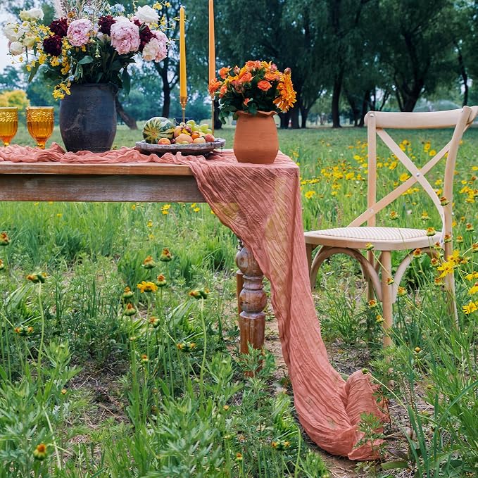 DOLOPL 8PCS Dusty Rose Cheesecloth Table Runner Bulk 13.3ft Boho Gauze Cheese - Image 5