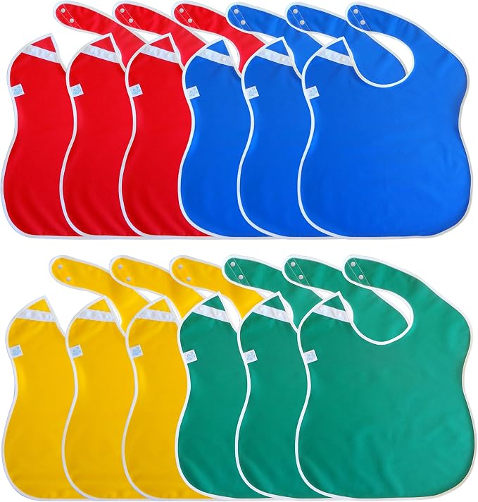Large Waterproof Bibs Primary Collection by ToppyToddlerUSA