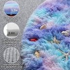 ONASAR Rainbow Round Area Rug 4ft, Soft Bedroom Circle Throw Rugs - Image 2