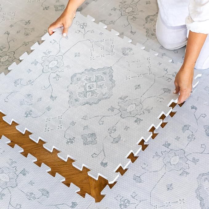 Lillefolk Baby Play Mat for Floor – 6x6ft Vintage Gray | Soft Non Toxic Premium by LillefolkKids