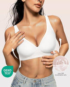 OEAK Womens Deep V Bras Wireless Comfortable Bra Supportive No Underwire Bras - Image 2