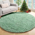 ONASAR Sage Green Round Area Rug 4ft, Fluffy Soft Bedroom Circle Rugs by ONASAR