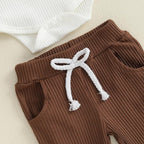 fhutpw Baby Boy Clothes 3 6 12 18 Months Ribbed Knitted Long Sleeve Romper and - Image 6