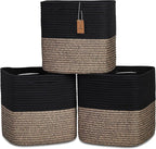 NaturalCozy 13 Inch Cube Storage Bins Cotton Rope Woven Baskets by NaturalCozy