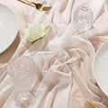 FEXIA White Chiffon Table Runner Sheer Sparkling Chiffon Fabric Bridal Party by FEXIA