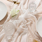 FEXIA White Chiffon Table Runner Sheer Sparkling Chiffon Fabric Bridal Party by FEXIA