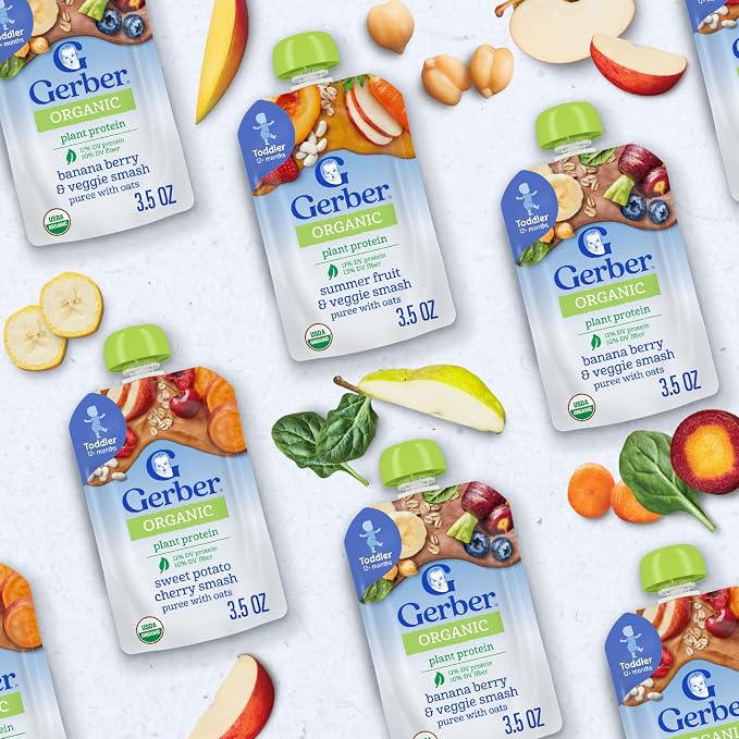 Gerber Toddler Food, Organic Sweet Potato Cherry Smash Puree Pouch, Toddler - Image 8