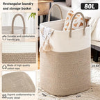 Laundry Basket, Woven Cotton Rope Laundry Hamper, Versatile Storage - Image 2
