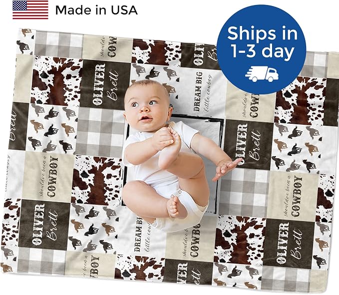 MDPrints Cowboy Personalized Baby Blankets - Image 2