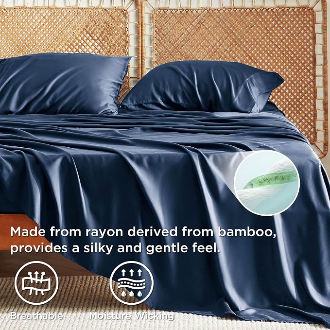 Bedsure Full Size Bed Sheets, Cooling Sheets, Rayon Derived from Bamboo - Image 3